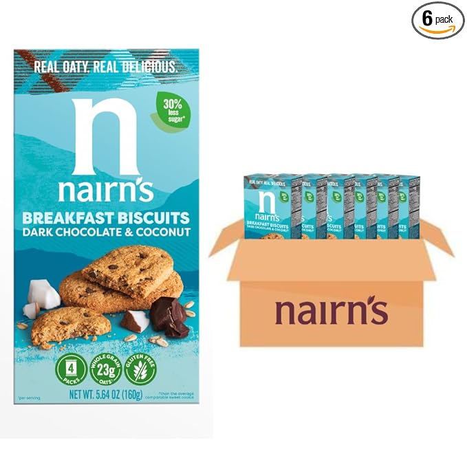 Nairn's Gluten Free Chocolate & Coconut Breakfast Biscuits, 5.64oz (Pack of 6)