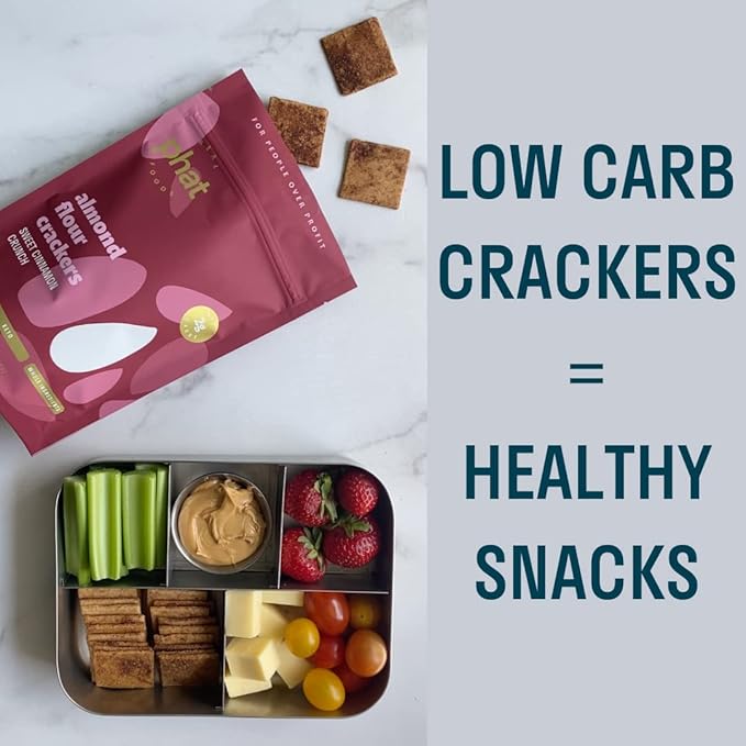 Cinnamon Almond Flour Crackers by Real Phat Foods - Low Carb, Gluten-Free Keto Snack - Pack of 3 (Sweet Cinnamon Crunch)