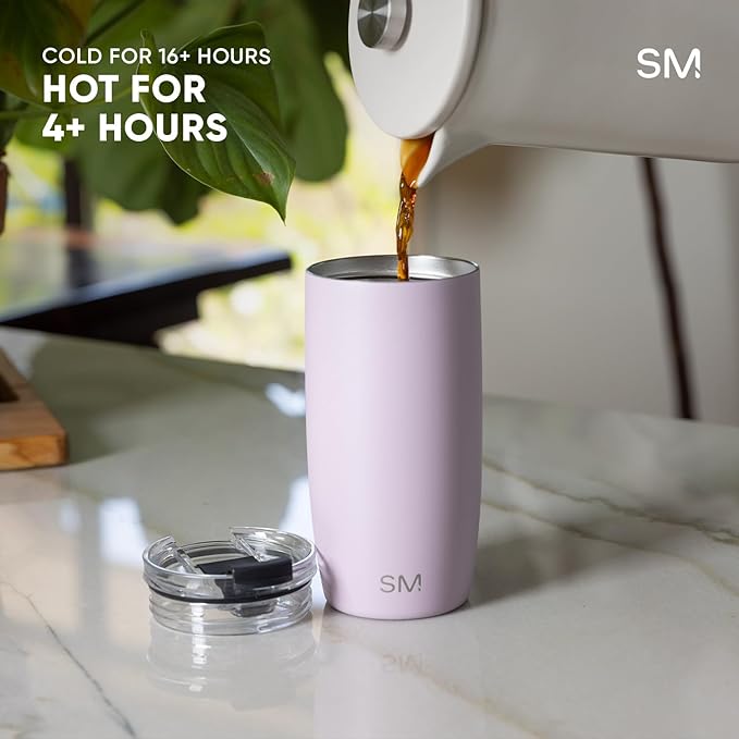 Simple Modern Travel Coffee Mug Tumbler with Flip Lid | Reusable Insulated Stainless Steel Cold Brew Iced Coffee Cup Thermos | Gifts for Women Men Him Her | Voyager Collection | 20oz | Midnight Black