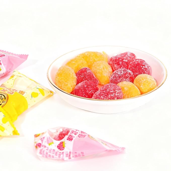Chinese Snacks Gummies 10.58 oz Bag –Strawberry and Mango Flavors Assorted Soft Candy – Fresh, Soft & Chewy – Party, Snack, Candy Buffet – (1 Pack)