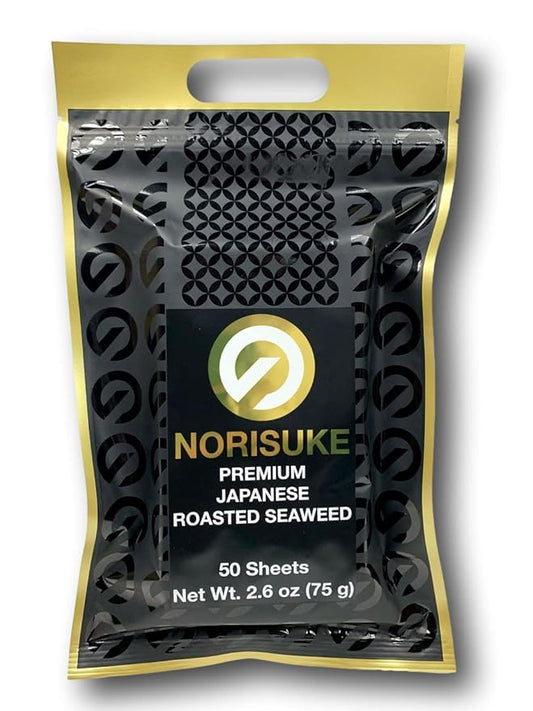 Norisuke Roasted Seaweed for a hand-rolled sushi premium half cut 50 sheets,Product of Ariake,Japan highest grade in Japan