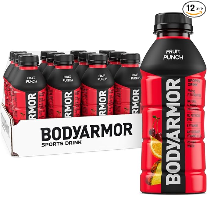 BODYARMOR Sports Drink, Fruit Punch, Electrolyte Drink Hydration, 16 Fl Oz Bottles (12 Pack), Flavored Coconut Water with B Vitamins & Antioxidants