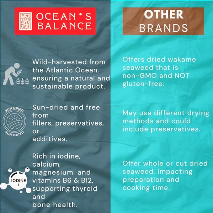 Ocean's Balance Dulse Granules – Iron & Minerals,Soup Topping Seaweed,Seaweed For Ramen,Salad & Snacks– Atlantic Dulse Flakes – Vegan, Gluten-Free, Paleo & Keto Friendly (8oz)