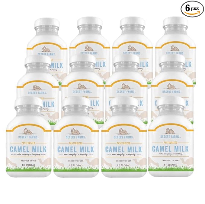 Desert Farms - Organic Fresh Frozen Camel Milk - Fresh Flavor with Health Benefits - Pure & Natural Grade A - Allergen Free Milk from Healthy Camels in Midwest - Made In The USA (12 Pack)