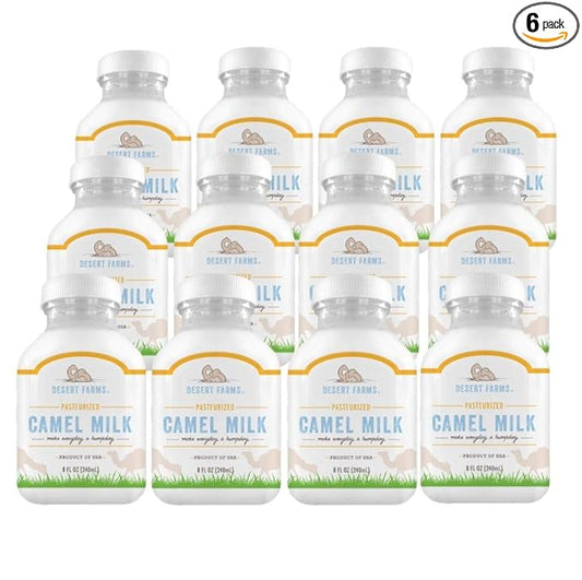 Desert Farms - Organic Fresh Frozen Camel Milk - Fresh Flavor with Health Benefits - Pure & Natural Grade A - Allergen Free Milk from Healthy Camels in Midwest - Made In The USA (12 Pack)