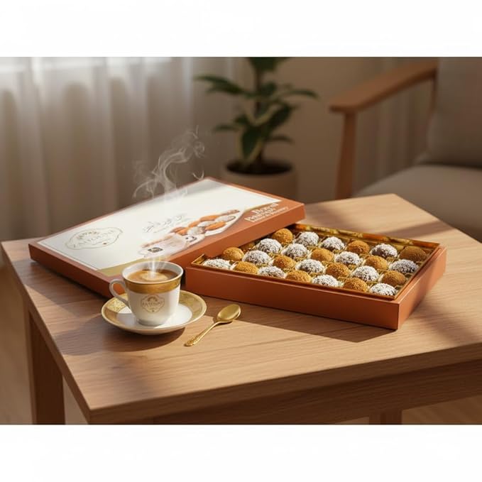 Zaitoune Mixed Chocolate & Lotus Petit Fours – 12 oz | Gourmet Assorted Petit Fours Cakes with Pistachio | Luxury Chocolate-Covered Arabic Sweets in an Elegant Gift Box | Perfect for Sharing & Gifting