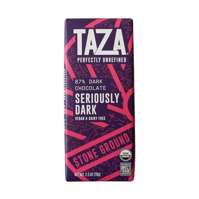 Taza Chocolate Organic Amaze Bar 87% Stone Ground, Seriously Dark, 2.5 Ounce (10 Count), Vegan