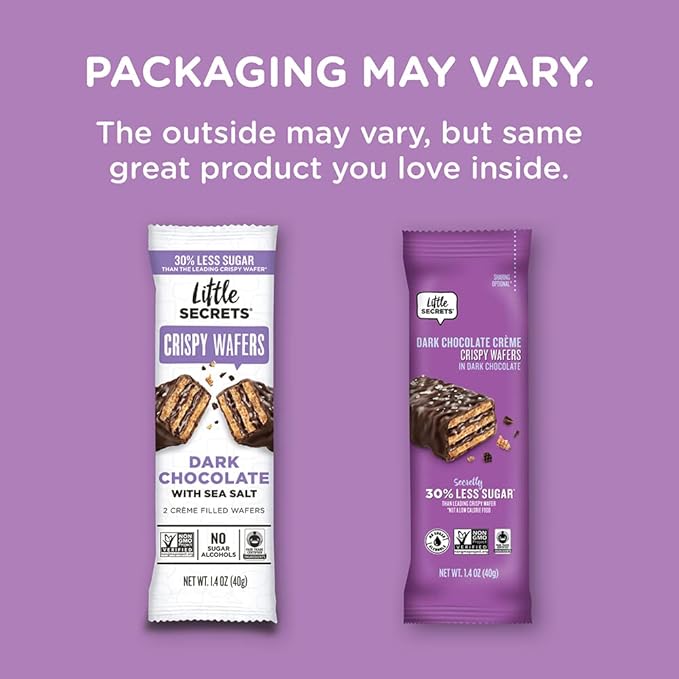 Little Secrets Dark Chocolate Crispy Wafers | 60 Minis | Made in Europe | Nothing Artificial & No Sugar Alcohols | Sustainable Cocoa | 1.4 Ounce (Pack of 12)