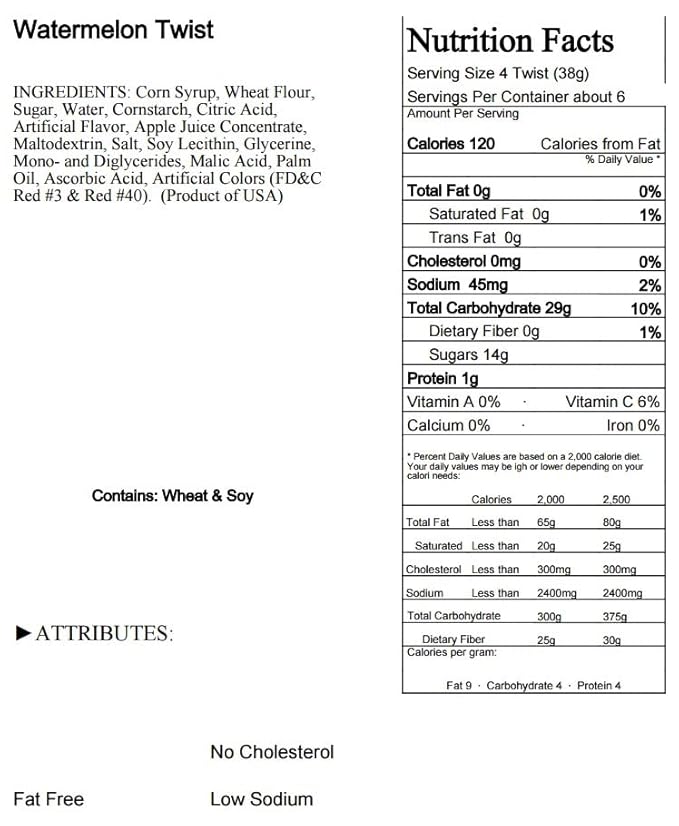 Watermelon Licorice Twists - Fat-Free Old Fashioned Gourmet Watermelon Licorice Candy - Soft & Chewy Texture with Bold Fresh Flavor - Licorice Candy - (8 oz)