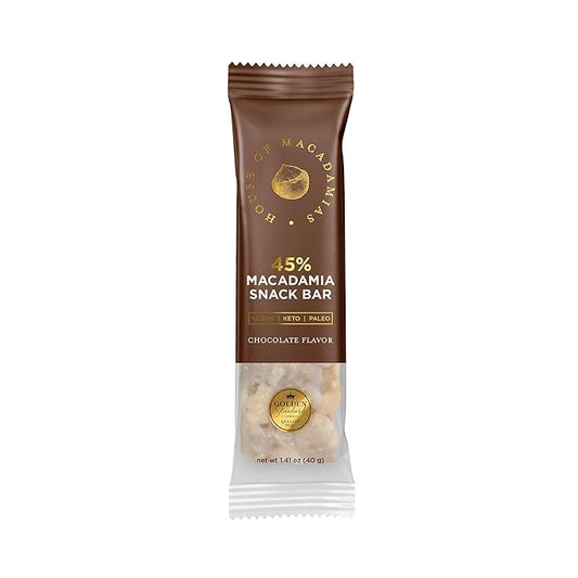 House of Macadamias, Macadamia Snack Bars, Chocolate, 12 x 1.41oz - Keto, Vegan, Paleo, Gluten-Free, Sugar-Free, Dairy-Free, Healthy Snack Option
