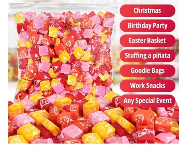 Bulk Fruit Chews Candy, Individually Wrapped,Pack for Parties, Weddings, Movie Nights, School Functions - 3.25 Pounds