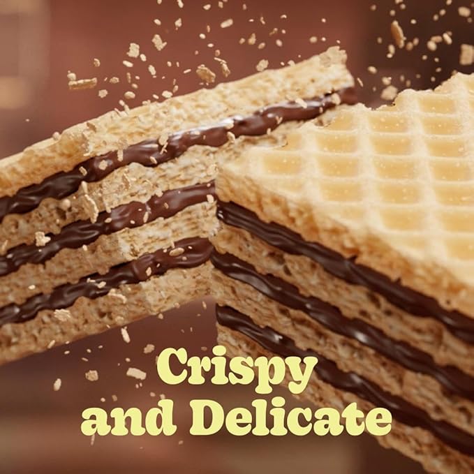 Bauducco Chocolate Wafers - Crispy Wafer Cookies With 3 Delicious, Indulgent Decadent Layers of Chocolate Flavored Cream - Delicious Sweet Snack or Dessert 9.0oz (Pack of 1)