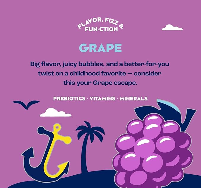 SunSip Prebiotic Soda by Health-Ade, Gut-Healthy Beverage, Soda Swap, Vitamins & Minerals, Naturally Sweetened with 6g of Sugar, Grape, 11.5 oz (12 Pack)
