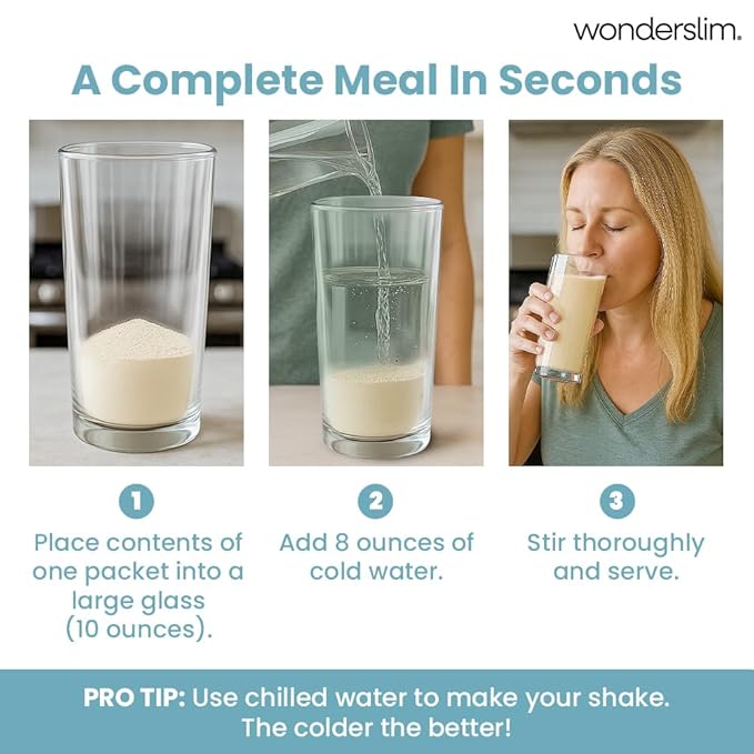 WonderSlim Meal Replacement Shake, Vanilla Cream, 15g Protein, 24 Vitamins & Minerals, Gluten Free (7ct)