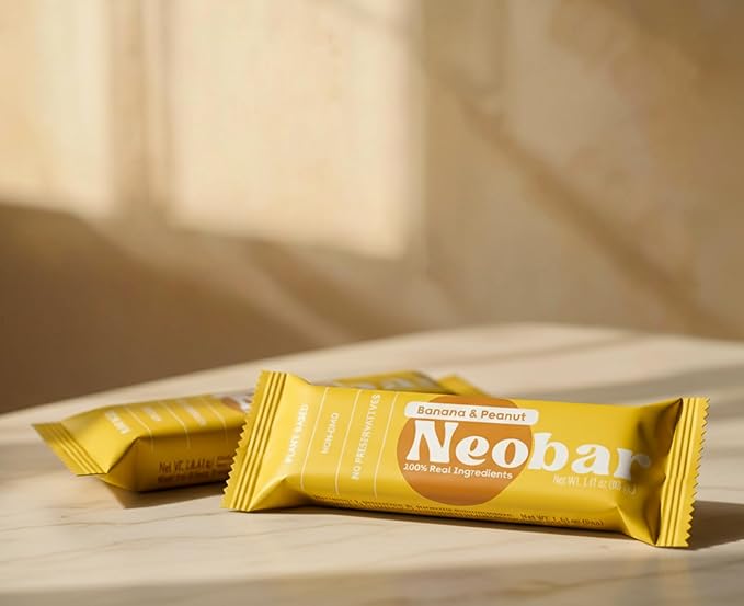 NEOBAR Fruit and Nut Bars - Plant-Based Vegan Snack Bars, Gluten Free Dairy Free Snacks, No Added Sugar, No Preservatives, Non-GMO | Banana & Peanut,12 Count