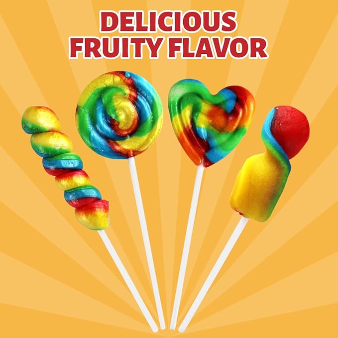 Carnival Lollipops Rainbow Twist, Swirls, and Round Unicorn Party Favors - Individually Wrapped Rainbow Candy Suckers & Lollipops Great for Birthday Parties, Unicorn Pinata, 24 Count