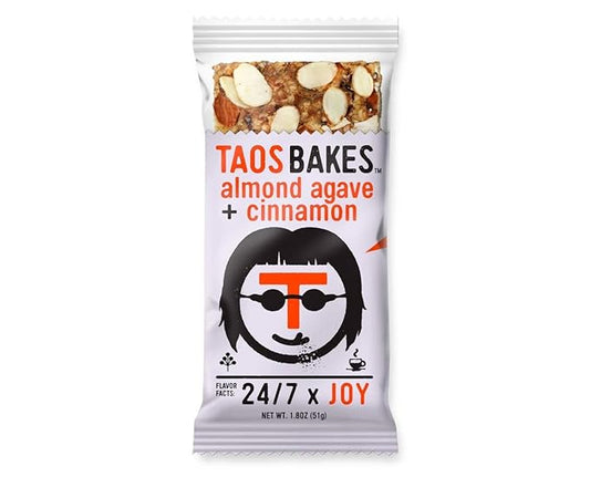 Taos Bakes - Almond Agave + Cinnamon - Breakfast Bars - 8g of Protein, 6g Fiber, Gluten Free, & Vegan Granola Bars - Nutritious & Delicious High Protein and Fiber Snack Bars