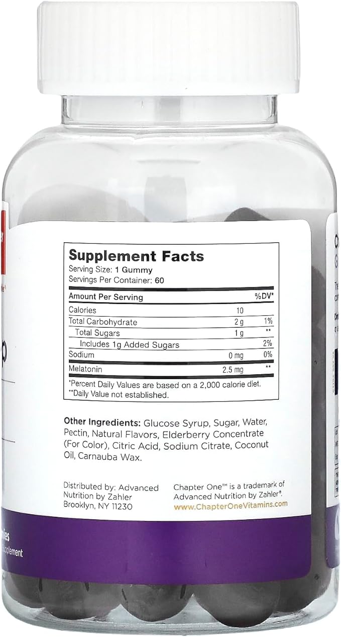 Zahler - Chapter One Sleep Melatonin Gummies for Kids & Adults (60 Flavored Gummies) 2.5 mg - Natural Kids Melatonin Gummy for Sleeping