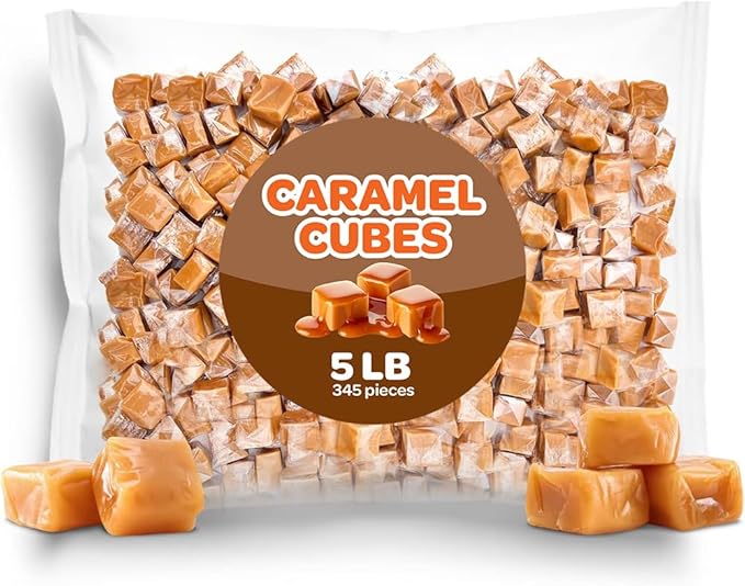 Caramel Cubes Candy - Bulk Pack 5 Pounds - Individually Wrapped Caramels for Candy Buffets, Baking, Gift Bags, and Party Favors - Classic Chewy Squares