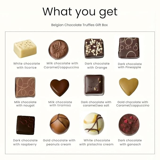 Andy Anand Chocolatier Belgian Chocolate Truffles Gift Box Handcrafted Gourmet Chocolate European Imported Chocolate Truffles Perfect as Chocolate Gifts For Women (25 Pcs,7.8 Oz)