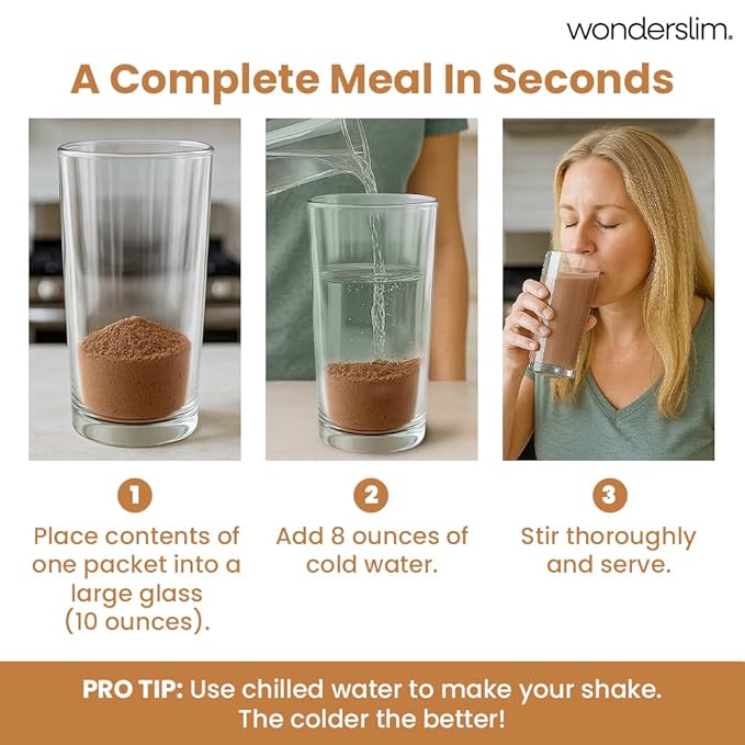 WonderSlim Meal Replacement Shake, Chocolate Salted Caramel, 15g Protein, 24 Vitamins & Minerals, Gluten Free, Low Carb (7ct)