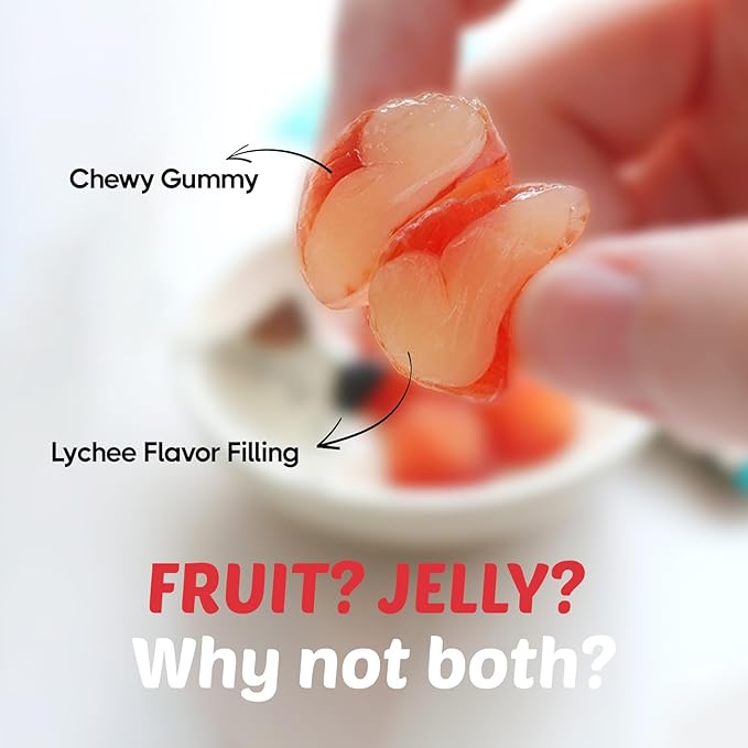 COELO Peelable Lychee Gummy 67g x 3Pack (Total 7.09oz) | 4D Tropical Peeling Candy Filled Rich Fruits Flavored Jelly | Soft Filling, Fun Chewy Shareable Treats | Party School Office Snack 리찌젤리 K-Food
