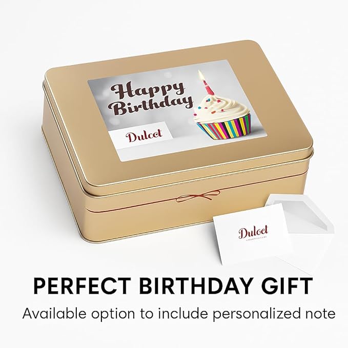 Birthday Gift Basket for Women - 18 Individually Wrapped Brownies Freshly Baked in a Variety of Flavors - Dulcet's Signature Flavored Fudge Brownies - Gift Box Comes with Happy Birthday Card