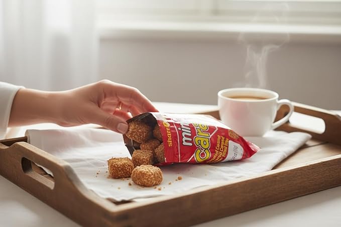 Tunnocks Mini Caramel wafer biscuits logs 5oz, covered with Roasted Coconut Wafer Bites, 150g