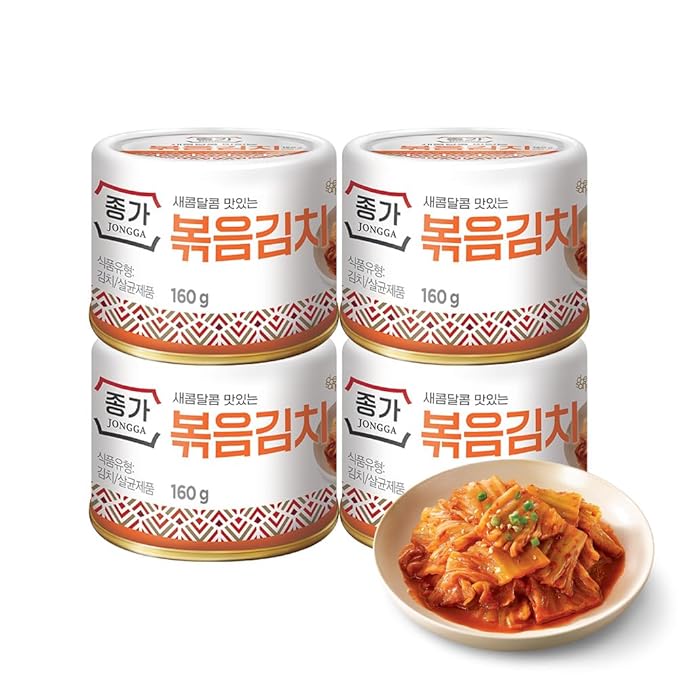 Spicy Premium Cabbage Kimchi Napa [Pack of 4 (Can)] - [Stir Fry] - Fermented Kimchi | Long Shelf Life | Spicy Korean Pickled Cabbage | Perfect for Ramen, Rice & Stir-Fries - JONGGA