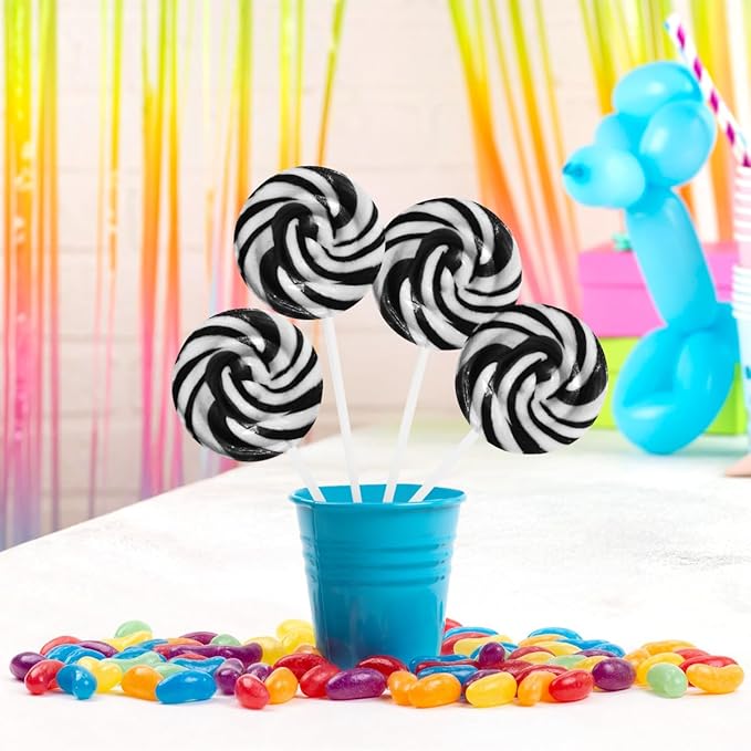 Black and White Swirl Lollipops,50pcs Pack of Suckers Individually Wrapped, Ideal Candy Lollipops for Kids’ Parties, Gift Bags and Celebration Decorations, Tasty Lollipop Candy that Everyone Will Love