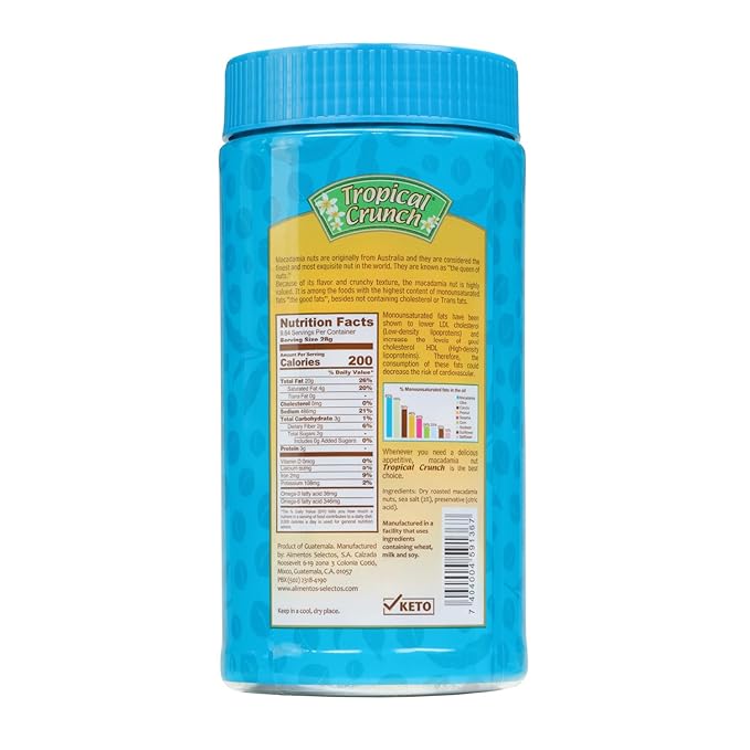 Tropical Crunch Salted Macadamia – Oven-Baked Natural Snack, Gluten-Free, Keto-Friendly, Non-GMO, 1oz