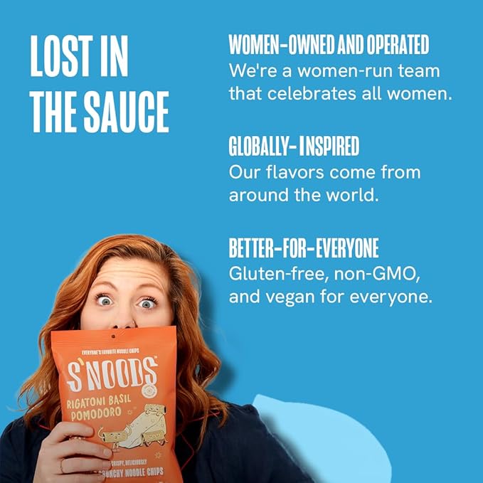 S’NOODS Rigatoni Basil Pomodoro Chips - Light & Crunchy Noodle Chips - Plant-Based Protein - Vegan Snacks - Gluten-Free - Perfectly Crispy & Delicious - For Adventurous Snackers - 0.74 oz (12 Pack)