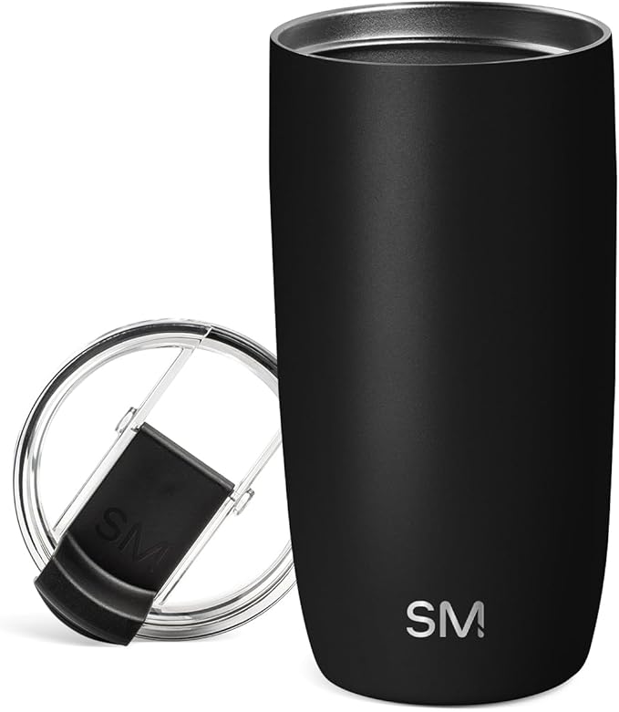 Simple Modern Travel Coffee Mug Tumbler with Flip Lid | Reusable Insulated Stainless Steel Cold Brew Iced Coffee Cup Thermos | Gifts for Women Men Him Her | Voyager Collection | 16oz | Midnight Black | with Flip Lid, Reusable, Insulated, Cold Brew, Ice...