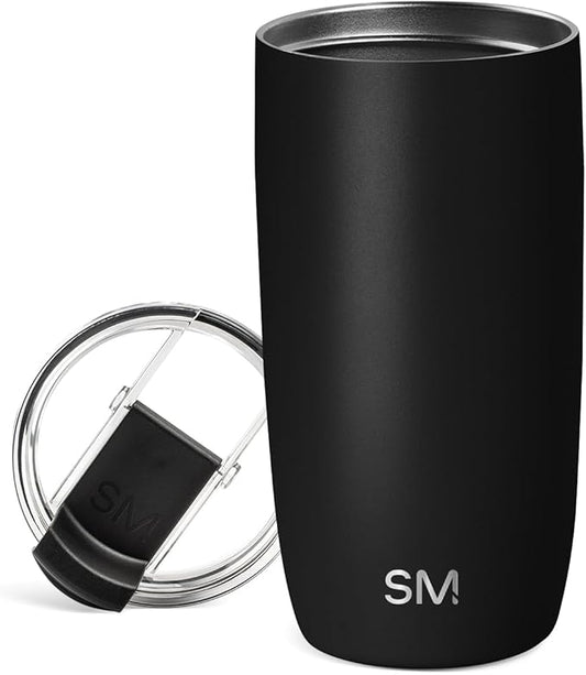 Simple Modern Travel Coffee Mug Tumbler with Flip Lid | Reusable Insulated Stainless Steel Cold Brew Iced Coffee Cup Thermos | Gifts for Women Men Him Her | Voyager Collection | 16oz | Midnight Black | with Flip Lid, Reusable, Insulated, Cold Brew, Ice...