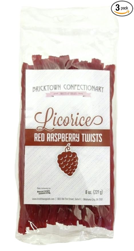 Red Raspberry Licorice Twists - Fat-Free Old Fashioned Gourmet Rasberry Licorice Candy - Soft & Chewy Texture with Bold Fresh Flavor - Licorice Candy - (8 oz)