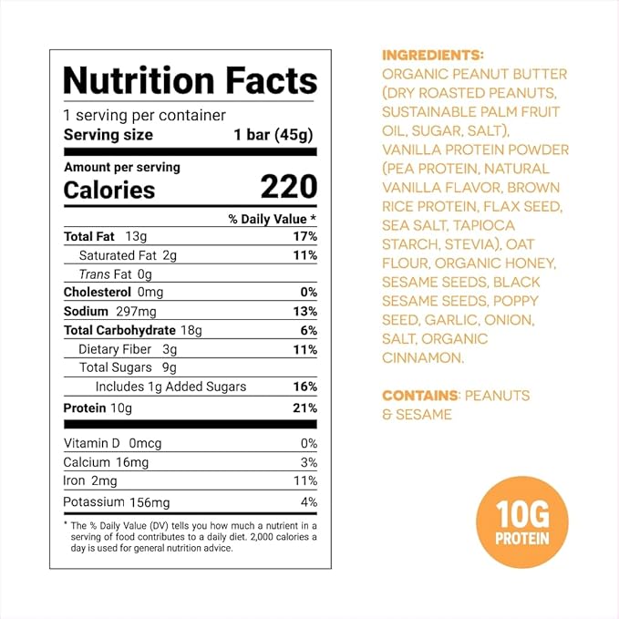 FROPRO Snack Bars - Plant Based Protein Bars, All-Natural, Gluten, Dairy, & Soy Free, High Protein Bars with Low Calories | Everything Bagel, 12 Pack