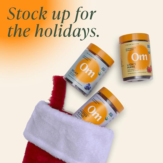 OM MUSHROOM SUPERFOOD Mushroom Gummies Variety Pack – Lion’s Mane Focus, Reishi Relax & Master Blend Multivitamin – Supports Brain, Mood, Immune & Overall Wellness – 3 Pack, 40 Count Each.
