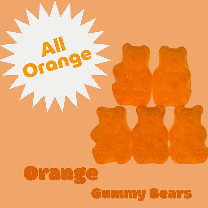 Irresistibly Delicious Orange Gummy Bears - 1.5 lbs of Fruity Bliss-Soft, Chewy, and Bursting with Tangy Delight-Great for Kids and Adults of All Ages(24 oz)