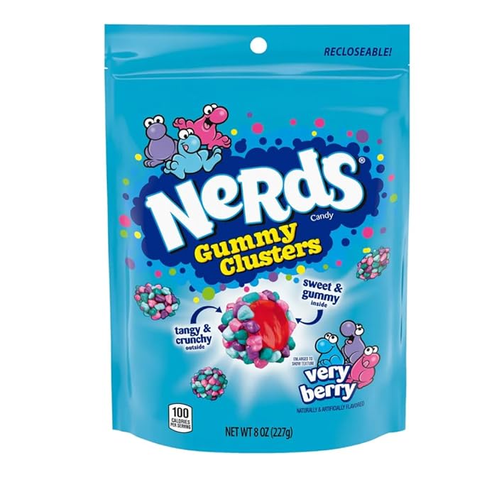 Nerds Gummy Clusters Candy, Very Berry, Resealable 8 Ounce Bag (Pack of 3)