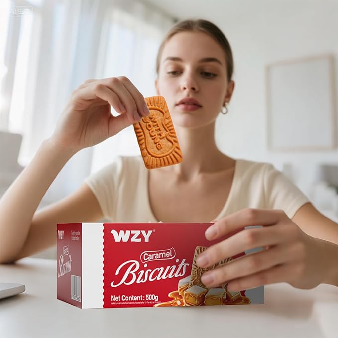 WZY Caramelized Biscuit Biscotti Cookies Tea Biscuits17.6 OZ (500g) Cookies Individually Wrapped Perfect Crunch for Coffee Tea Snacking & Desserts Crunchy Buttery & Delicious (17.6 OZ (500g))
