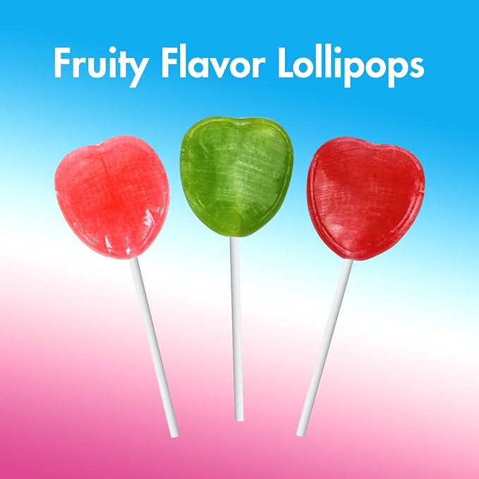 Heart Shaped Joly Ranchers Lollipops Assorted Fruity Flavors - Individually Wrapped JollyRanchar Lollipops Suckers Bulk in Sealed Bags for Friends, Kids, Party Favors (20 Ct)