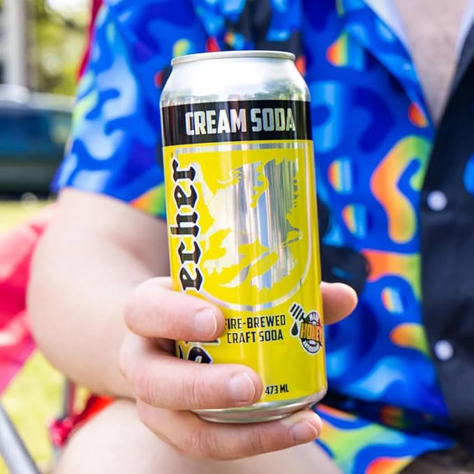 Sprecher Cream Soda Soda in 16 fl oz Cans (12 Pack), Fire-Brewed with Real Honey, Rich Vanilla Honey Flavor, Handcrafted, Caffeine-Free Gourmet Beverage