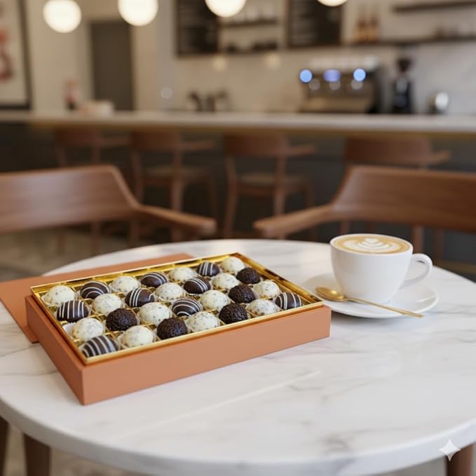 Zaitoune Mixed Chocolate & Nescafe Royal Petit Fours – 12 oz | Assorted Luxury Chocolate Covered Cookie Selection | Authentic Arabic Cookies in a Beautiful Gift Box | Great Sharing Present