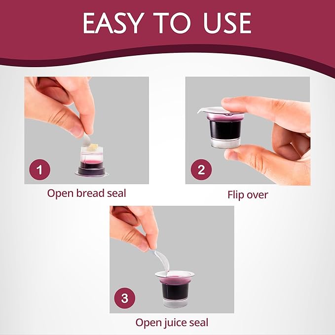 TrueVine Top & Bottom Communion Cups and Wafer Set - Prefilled Cups with Gluten Free Bread & Grape Juice - Carefully Packaged & Easy to Open, Ideal First Communion (1500 Count)