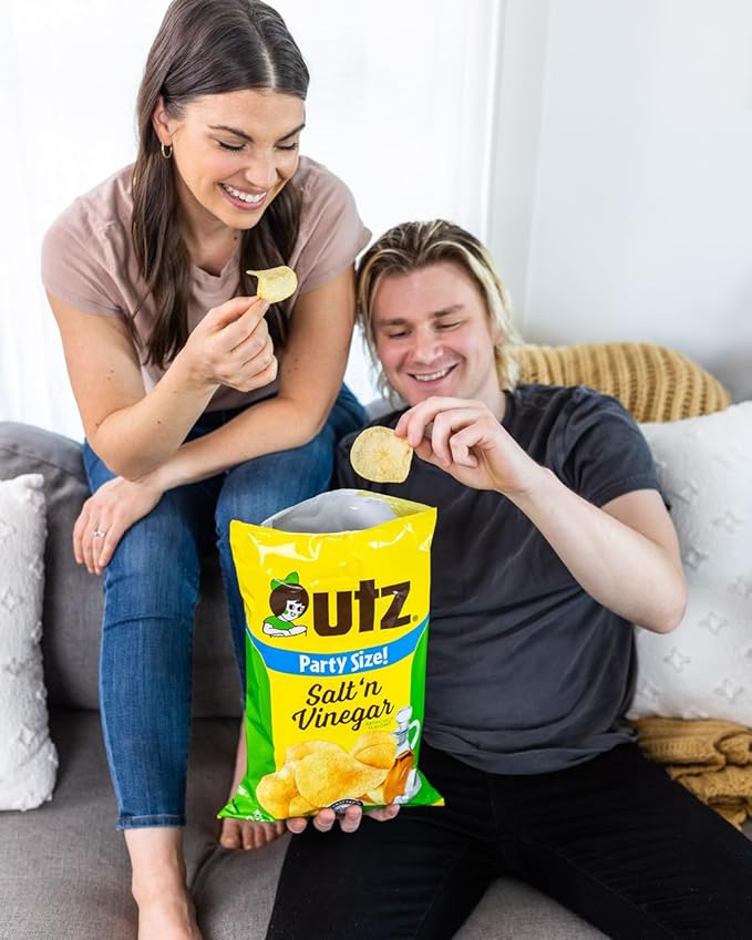 Utz Salt & Vinegar 1 oz. Bags, 42 Count Crispy Fresh Potato Chips, Crunchy Individual Snacks to Go, Cholesterol, Trans-Fat & Gluten Free