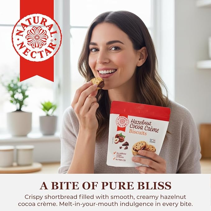 Natural Nectar Hazelnut Cocoa Crème Biscuits – 2 Pack (2 × 6.35 oz) – Sandwich Biscuits Filled with Smooth Hazelnut Cocoa Cream; Snack Cookies for Coffee & Dessert