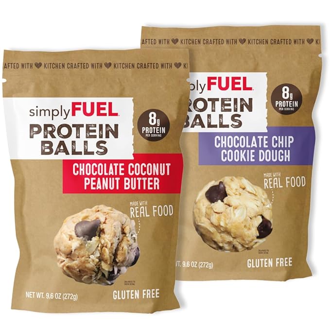 simplyFUEL Whole-Food Protein Balls Variety Pack (Best Sellers), 8 g High-Protein, Gluten-Free, Healthy Snack for Adults & Kids (9.6 oz, Pack of 2)