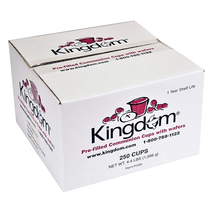 Kingdom Prefilled Communion Cup with Wafers(250ct red juice) Sealed in a Single-Serving Container with Upto 1-Year Shelf Life, Perfect for Holy Eucharist Celebration in Hospitals,Summer Camps, & More