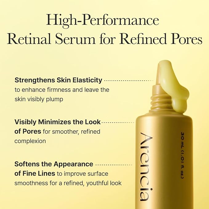 Arencia Retinal Booster Shot Serum, Firming Advanced Night Serum with Caffeine and Ectoin for Mature Skin, Pore Minimizing, WFine Lines & Wrinkles, Korean Skincare 30ml/1.01 fl.oz