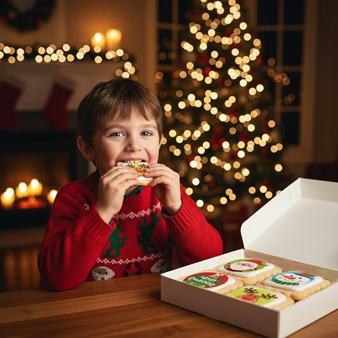 Christmas Cookies Gift Baskets Box for Men Women Kids | Holiday Cookie Treats decorated | Individually Wrapped Sugar | Nut Free | 4 Pack